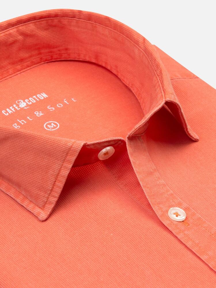 Chemise cintrée en piqué délavé orange