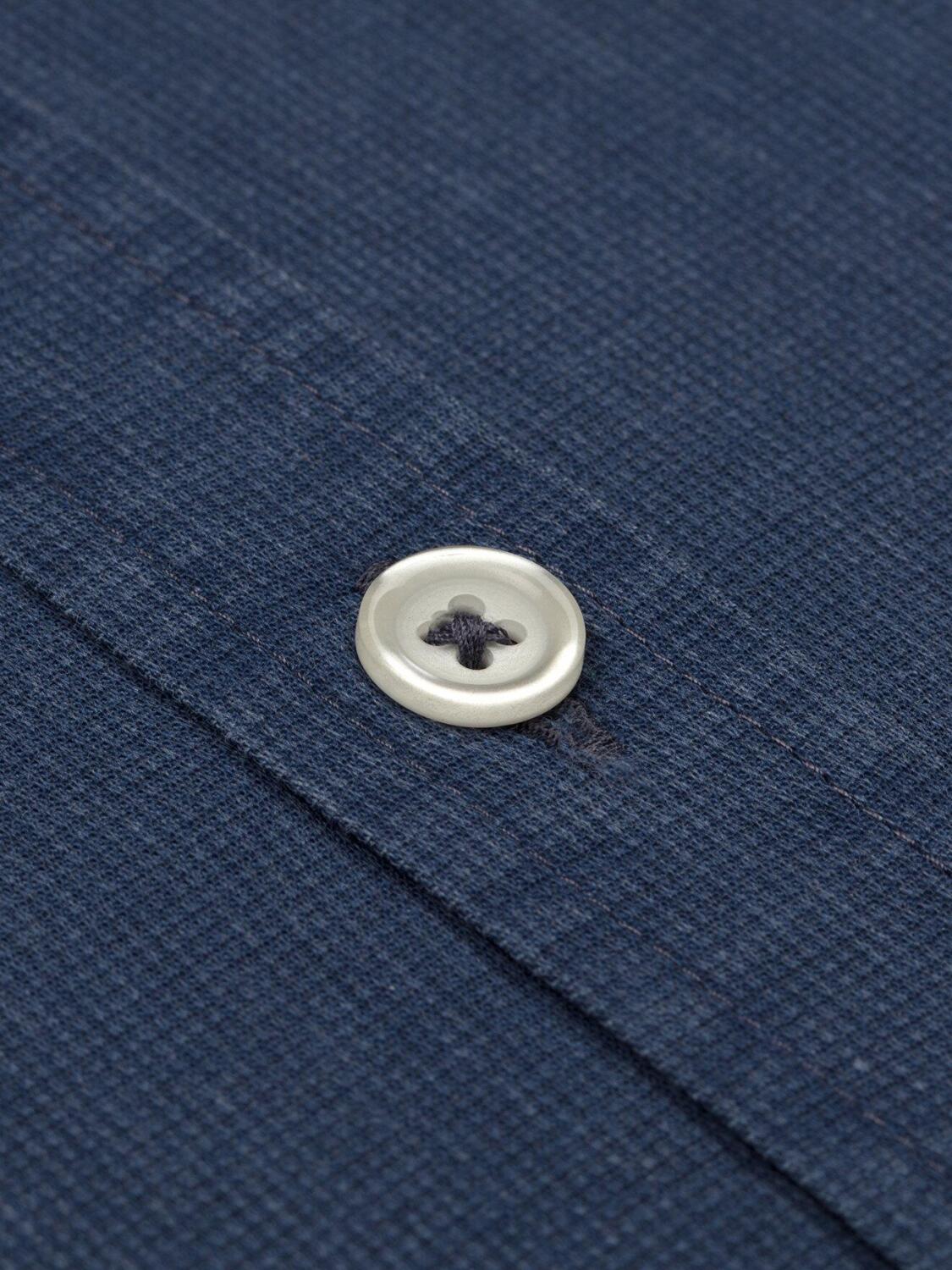 Navy piqu&eacute; slim fit shirt