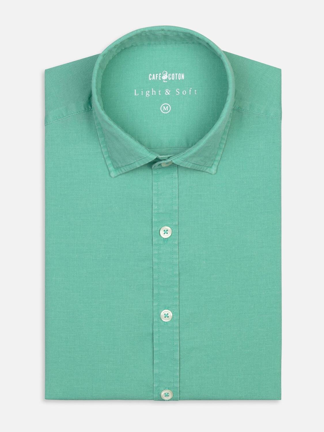 Green piqu&eacute; slim fit shirt
