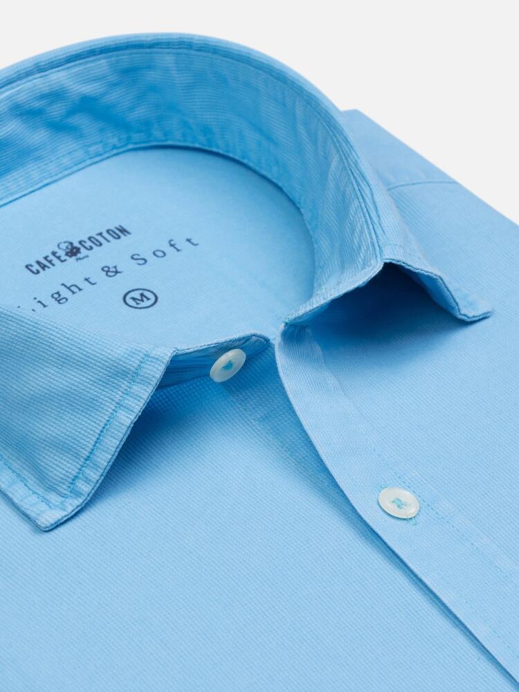 Chemise Cintrée turquoise en piqué lavé