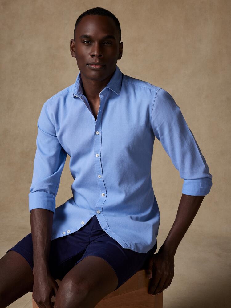 Blue slim fit shirt in washed pique