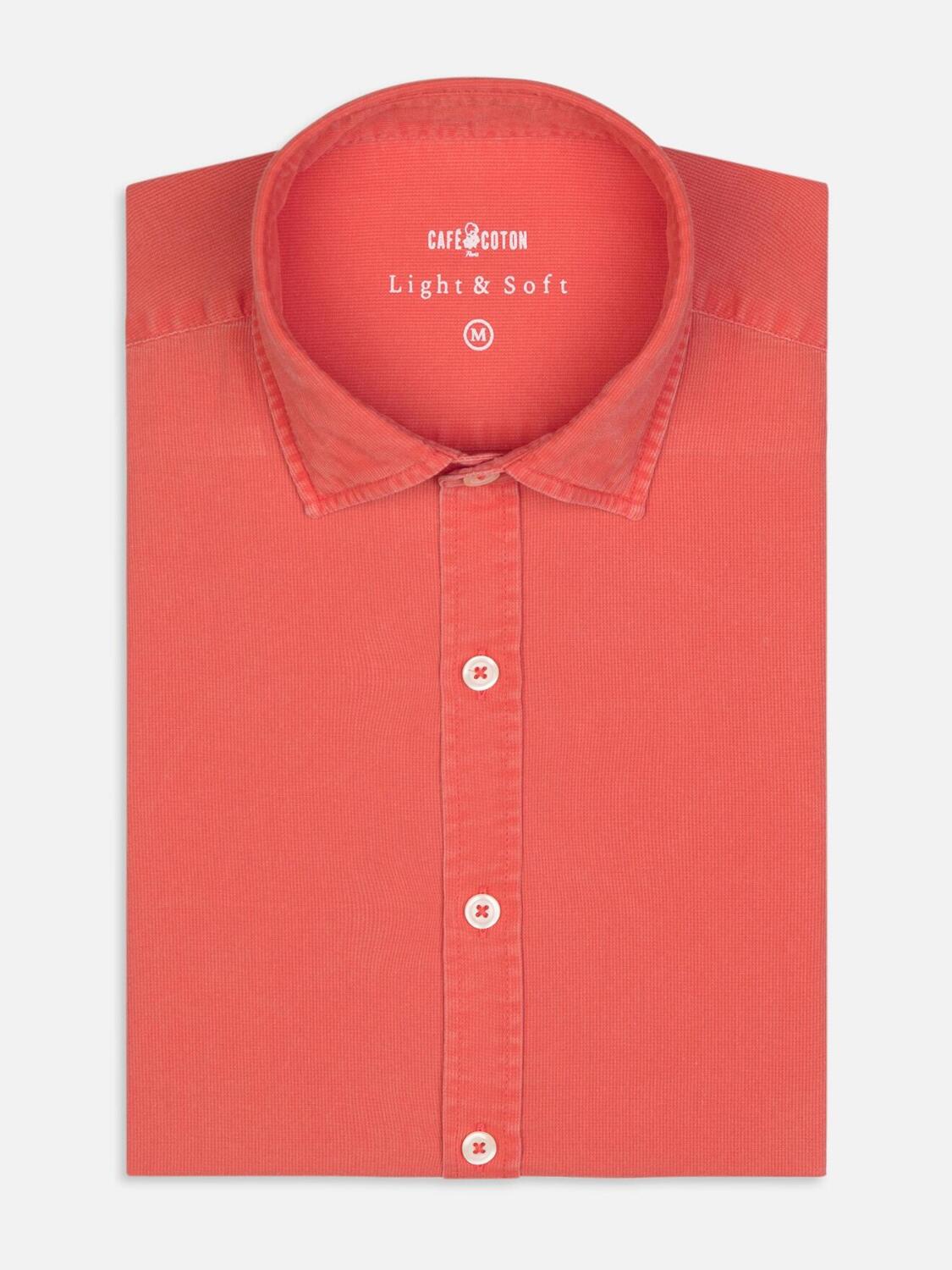 Camicia arancione in piqu&eacute; lavato