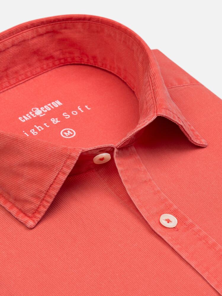 Orange slim fit shirt in washed pique