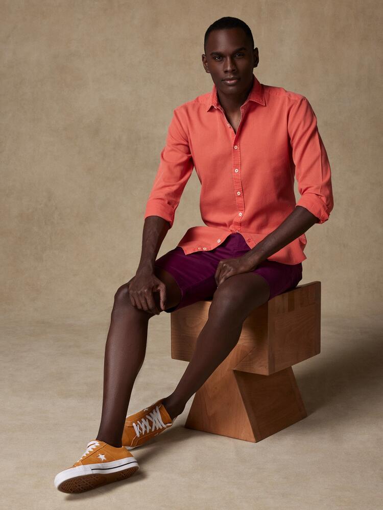 Orange slim fit shirt in washed pique