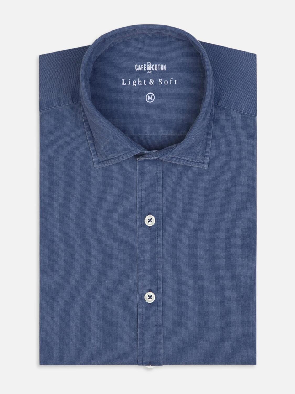 Chemise Cintrée marine en piqué lavé