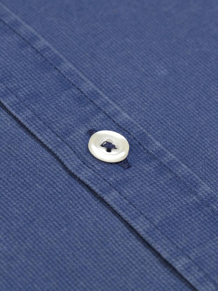 Navy slim fit shirt in washed pique