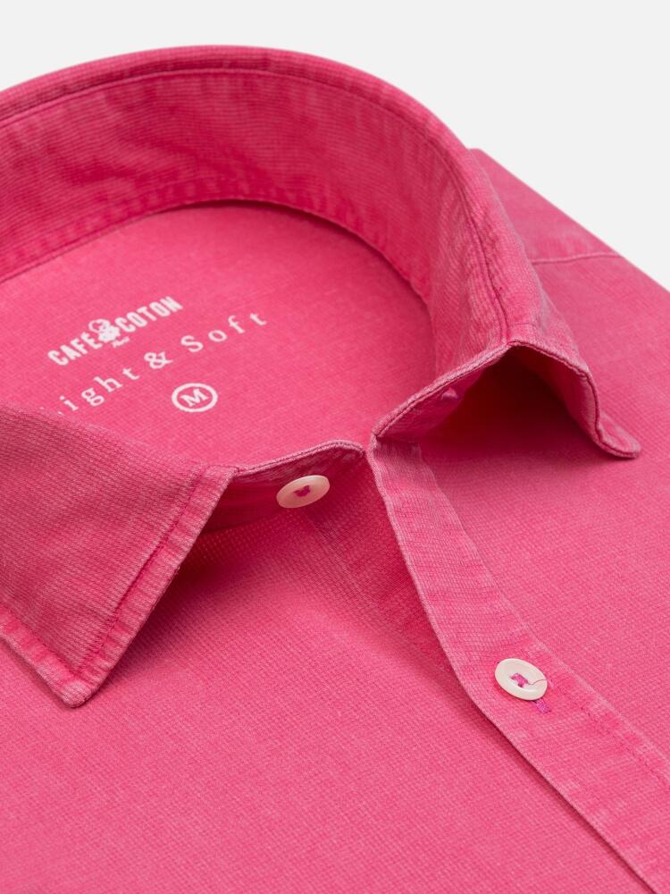 Chemise Cintrée fuchsia en piqué lavé