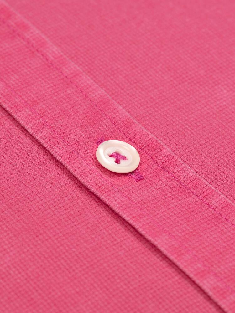 Fuchsia gewassen piqué Slim-fit overhemd