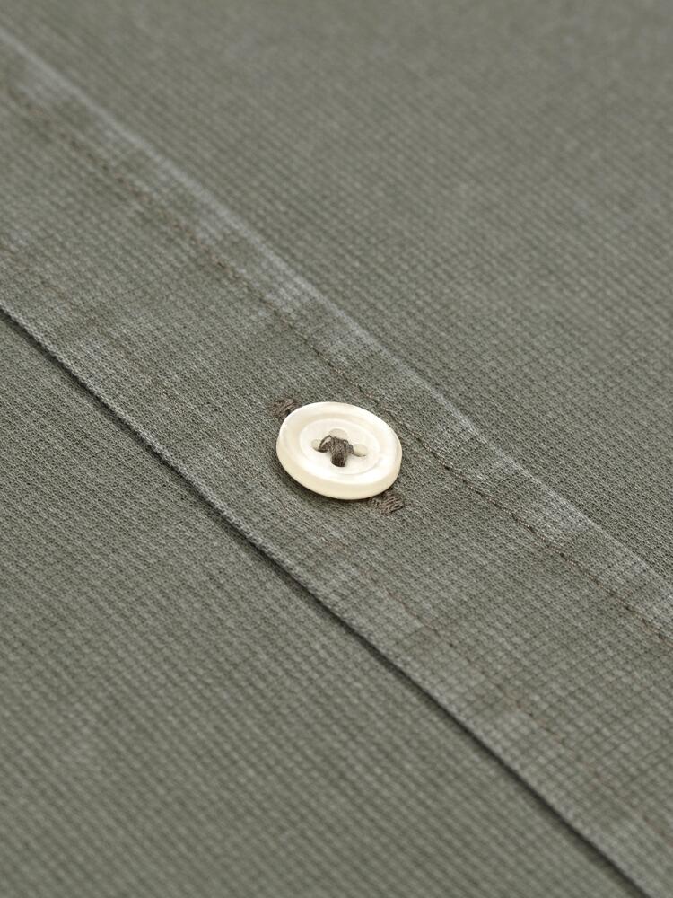 Khaki gewassen piqué Slim-fit overhemd