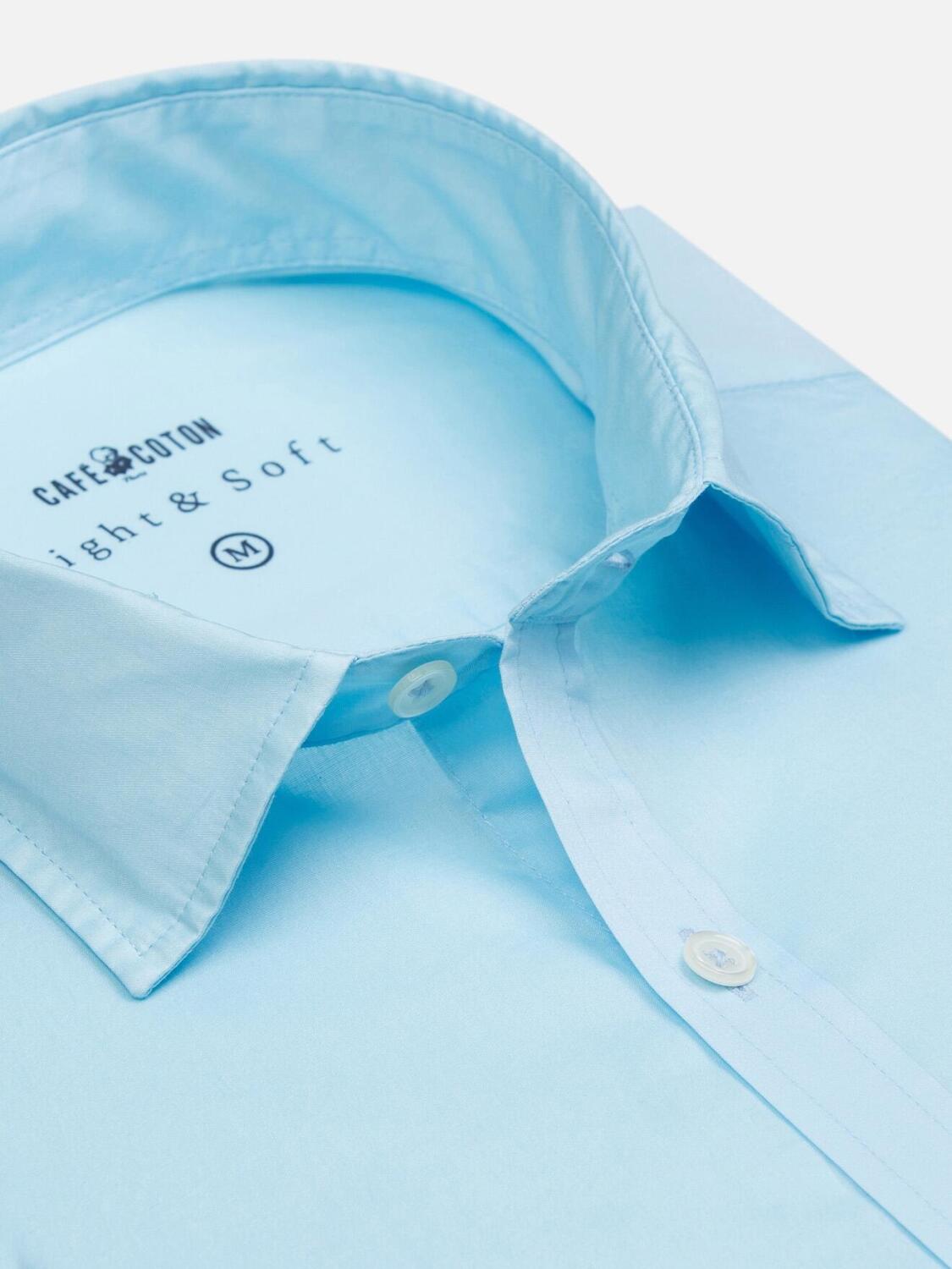 Turquoise katoen voile Slim Fit overhemd