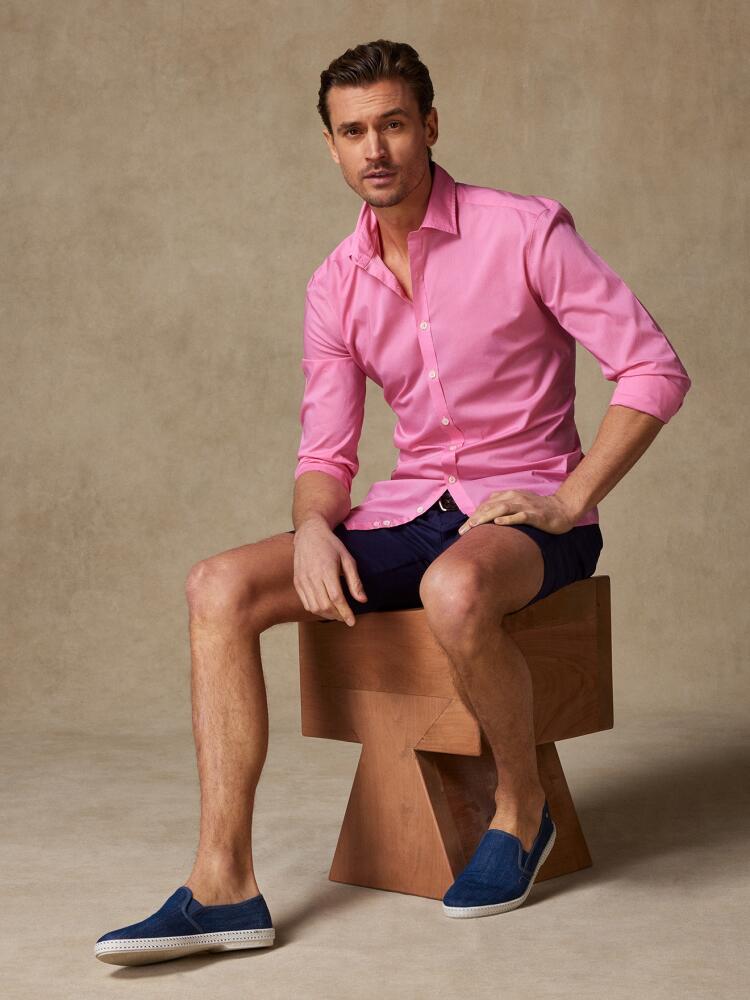 Slim-fit roze overhemd van katoenvoile