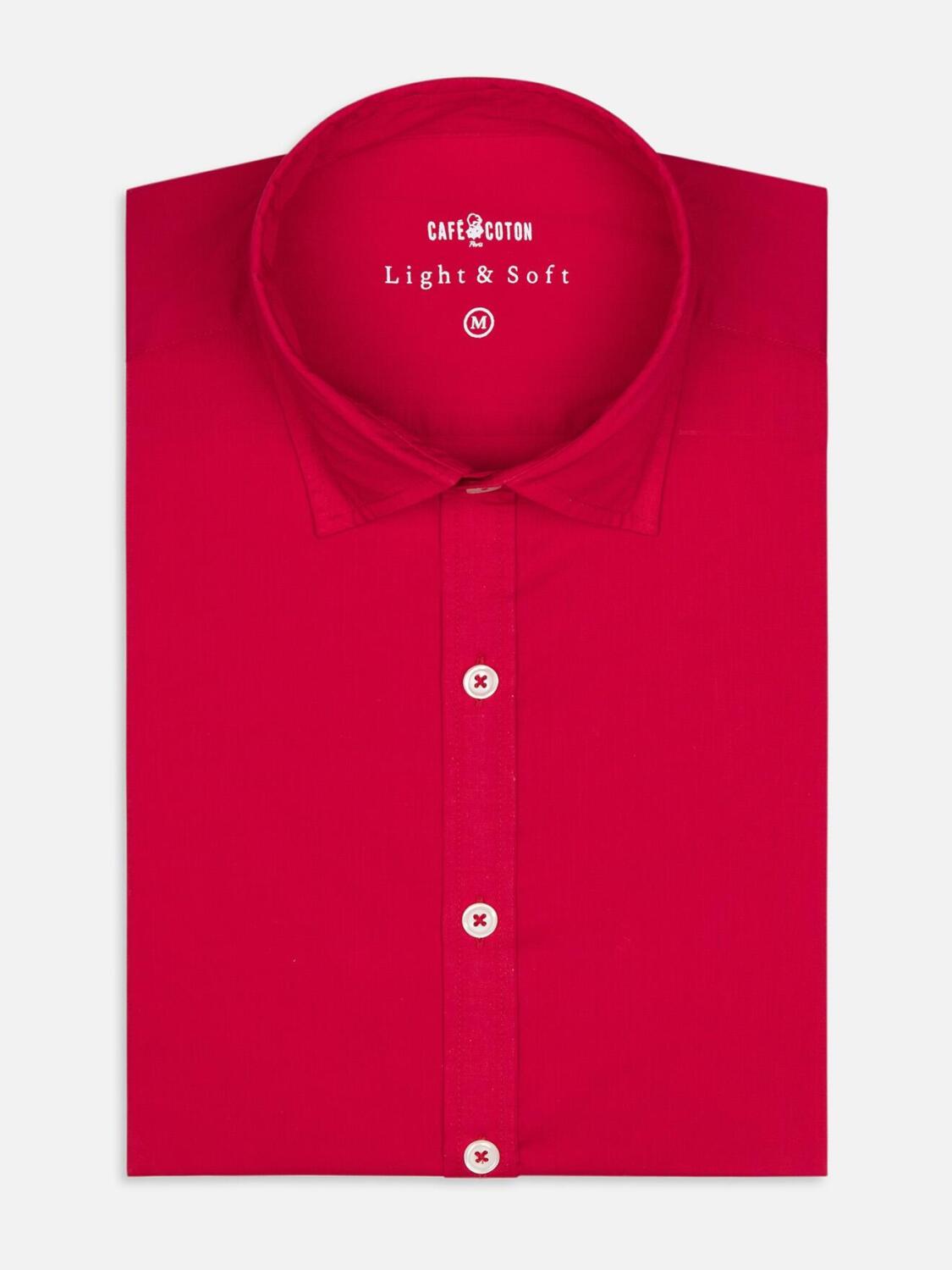 Chemise Cintrée rouge en voile de coton