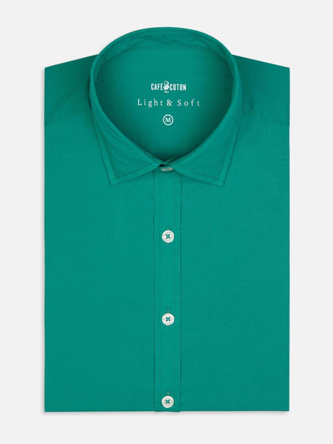 Groen voile katoenen Slim Fit Overhemd