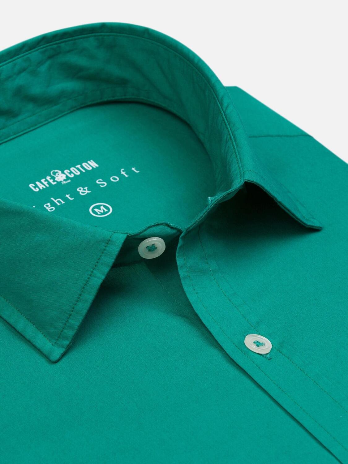 Groen voile katoenen Slim Fit Overhemd