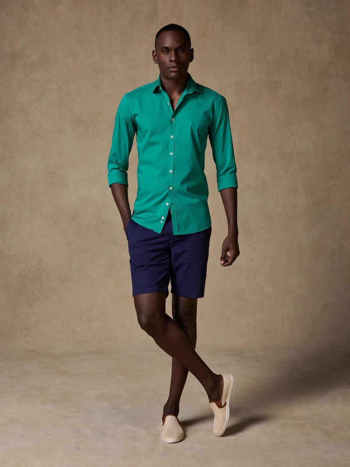 Groen voile katoenen Slim Fit Overhemd