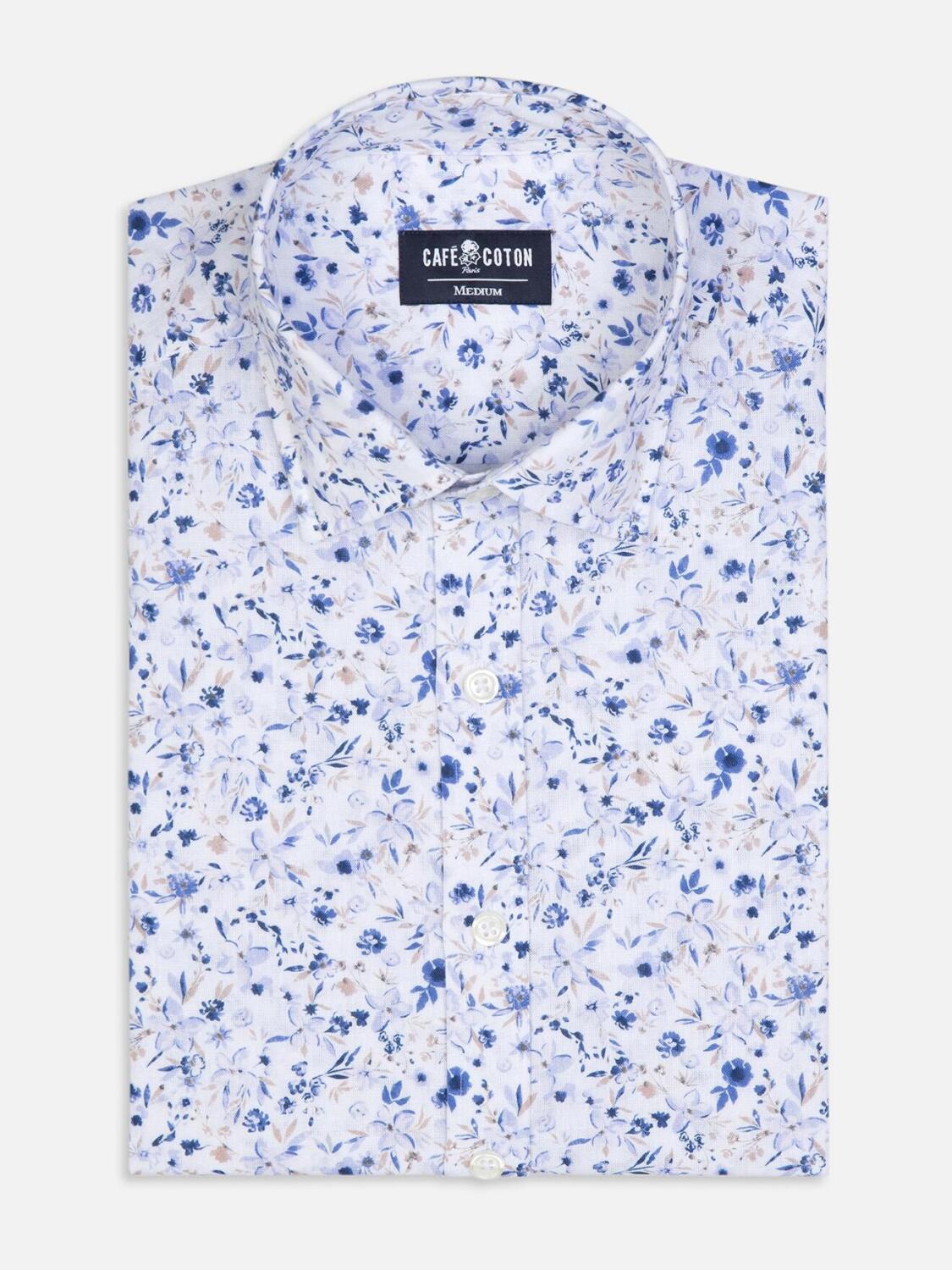 Stacy linen slim fit shirt in floral pattern