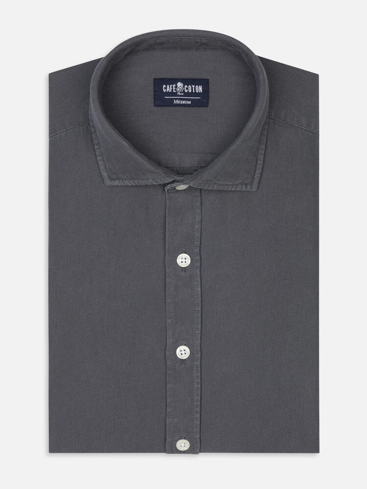 Chemise cintrée Theo en oxford lavé carbone