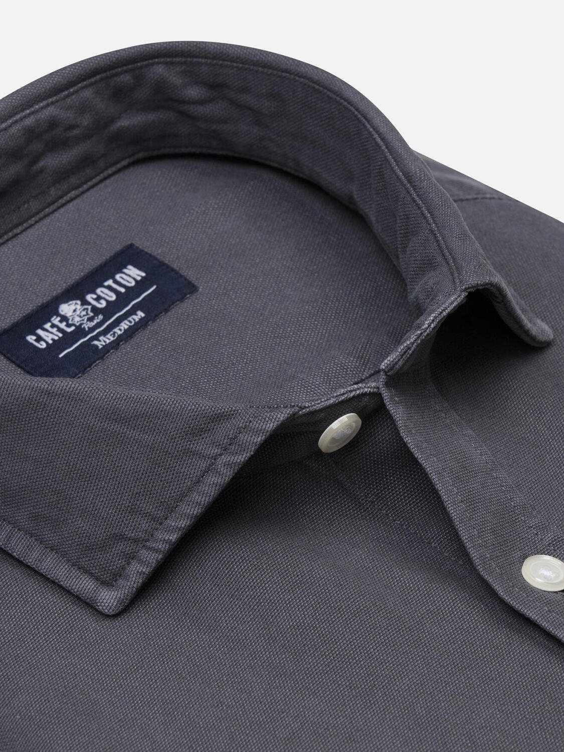 Theo carbon Washed Oxford slim fit shirt