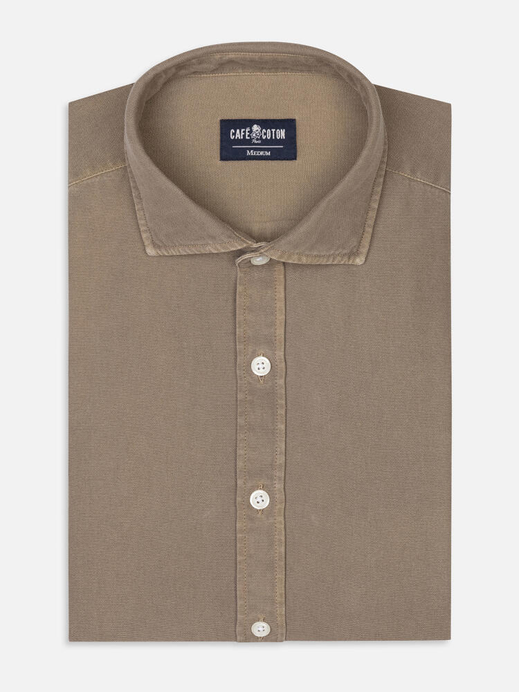 Chemise cintrée Theo en oxford lavé taupe