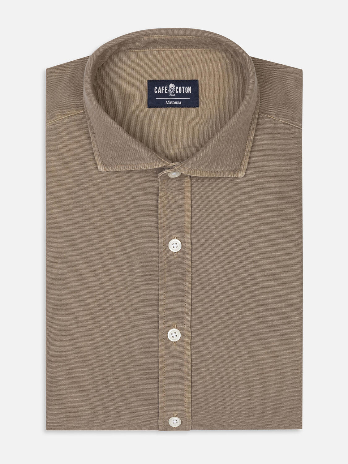 Camicia slim fit Oxford lavata Theo taupe