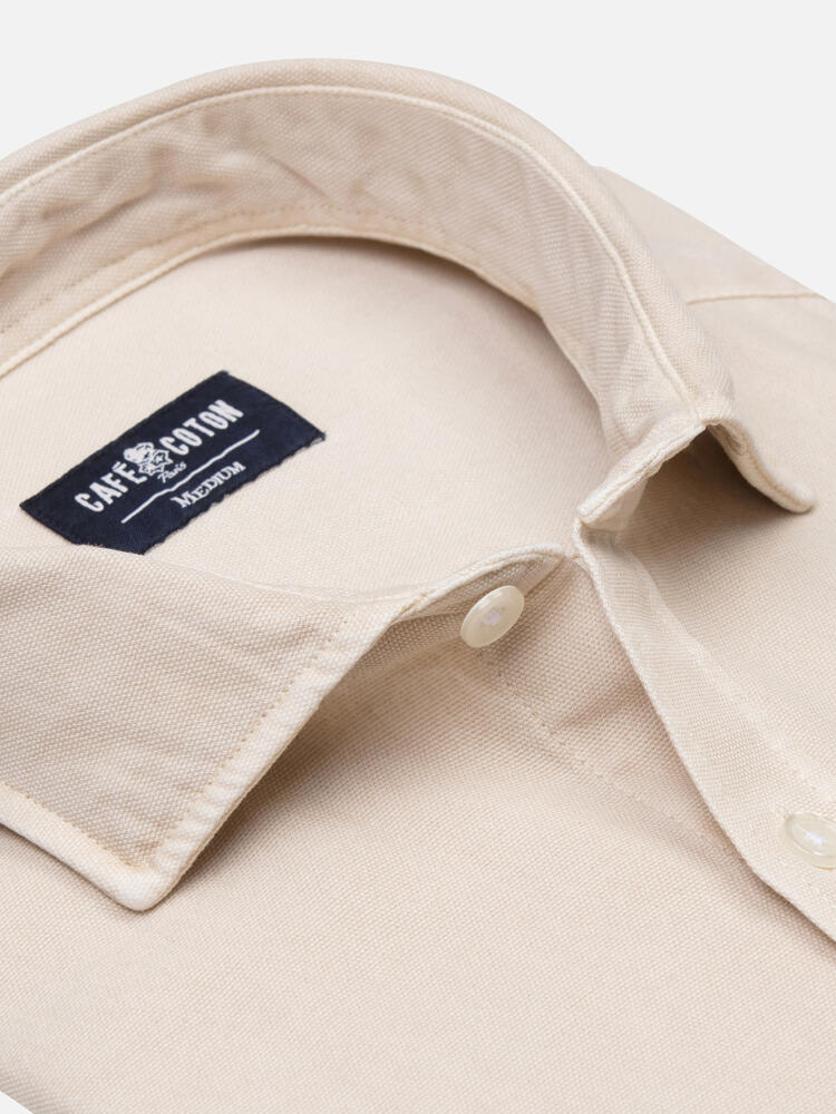 Chemise cintrée Theo en oxford lavé taupe