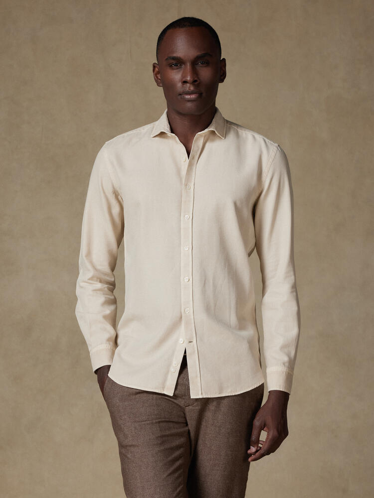 Chemise cintrée Theo en oxford lavé taupe