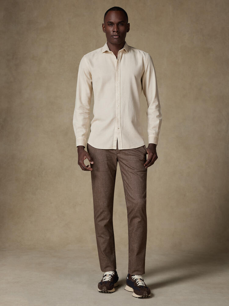 Chemise cintrée Theo en oxford lavé taupe