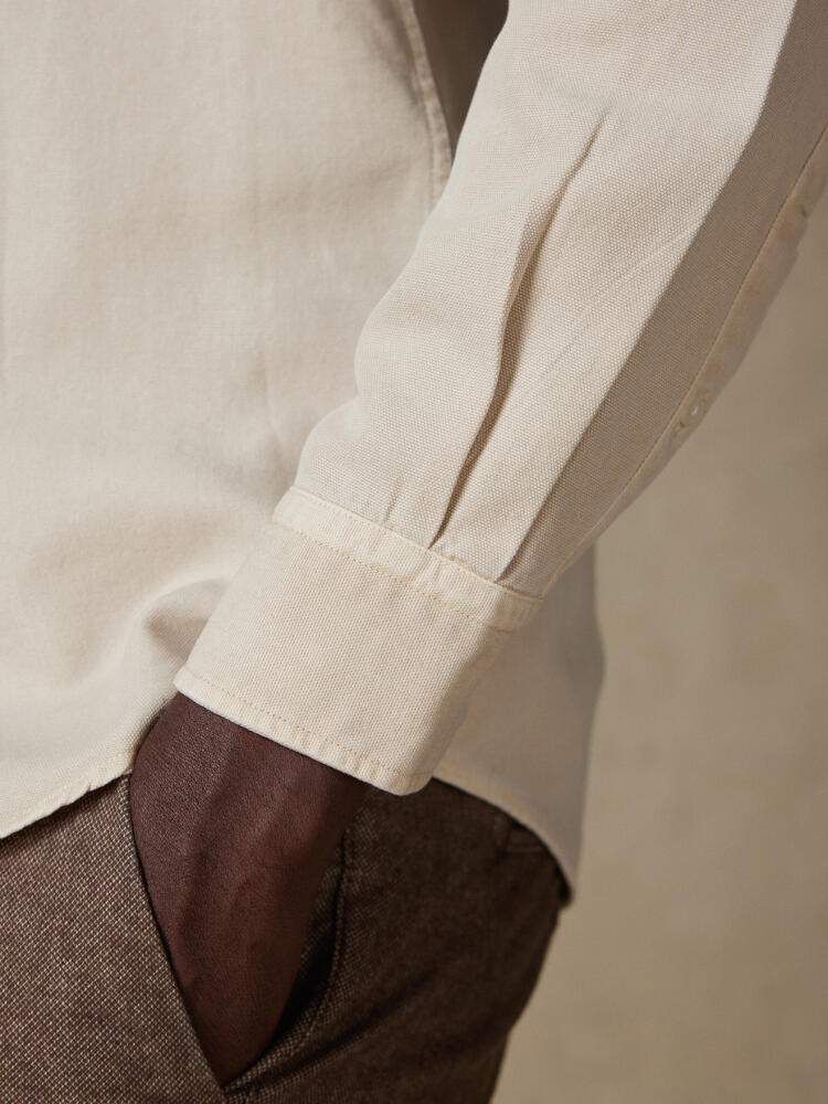 Chemise cintrée Theo en oxford lavé taupe