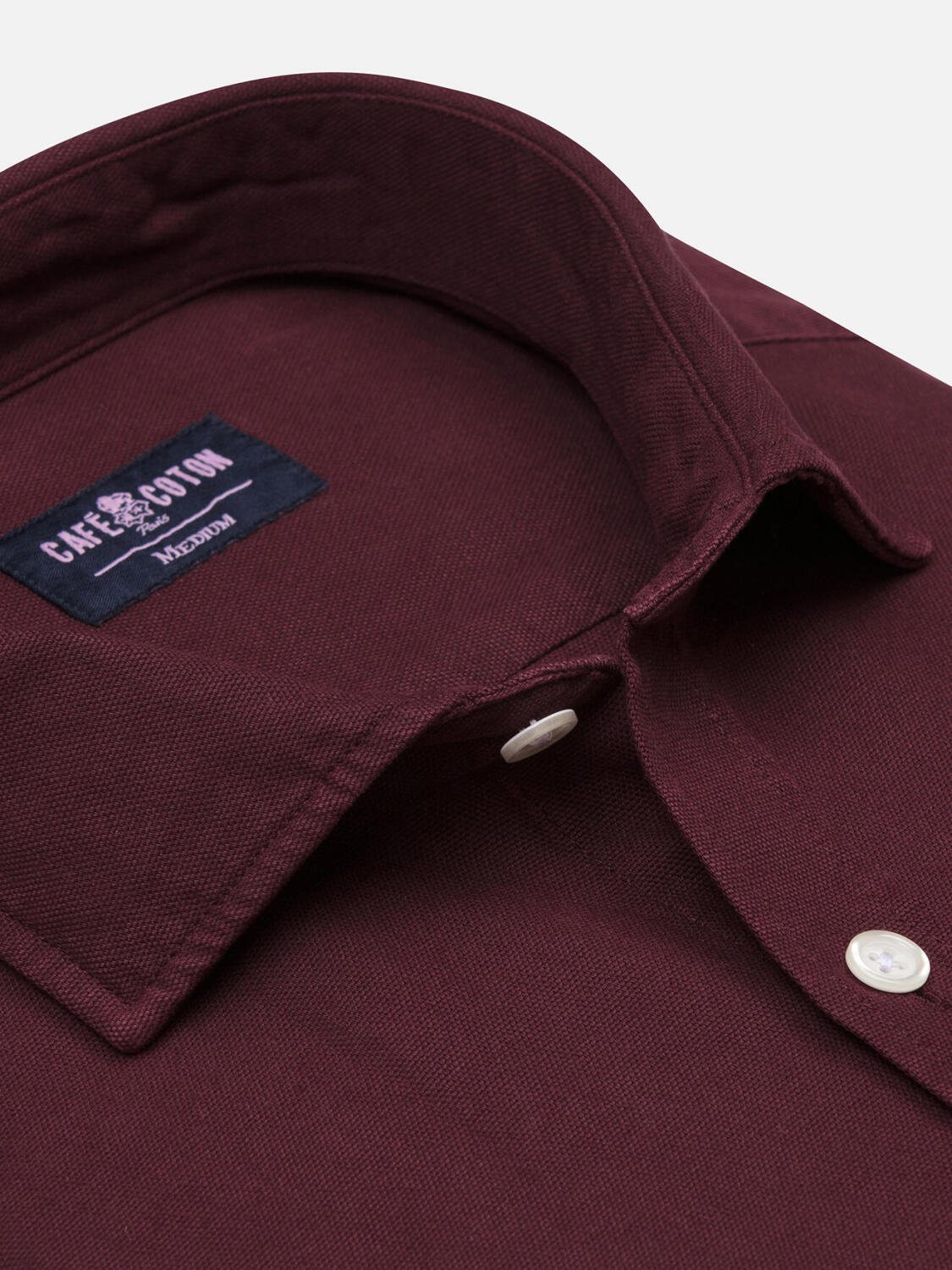 Camicia slim fit Oxford lavata Theo plum