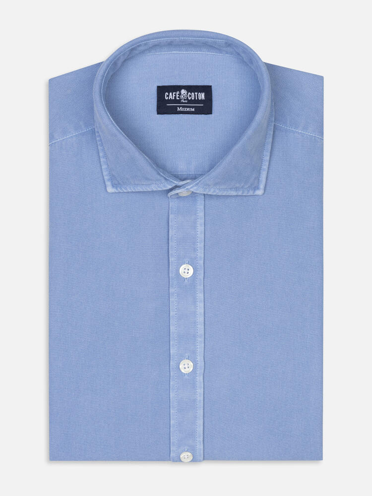 Chemise cintrée Theo en oxford lavé ciel