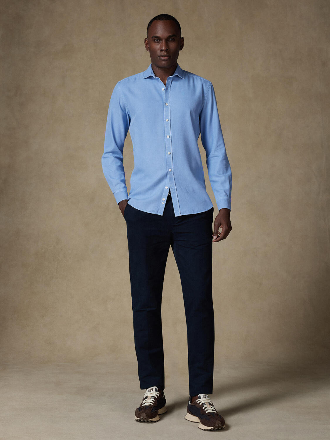 Camisa ajustada Oxford Lavada Theo Azul Cielo