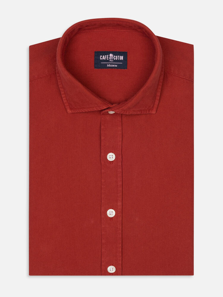 Chemise cintrée Theo en oxford lavé rouge