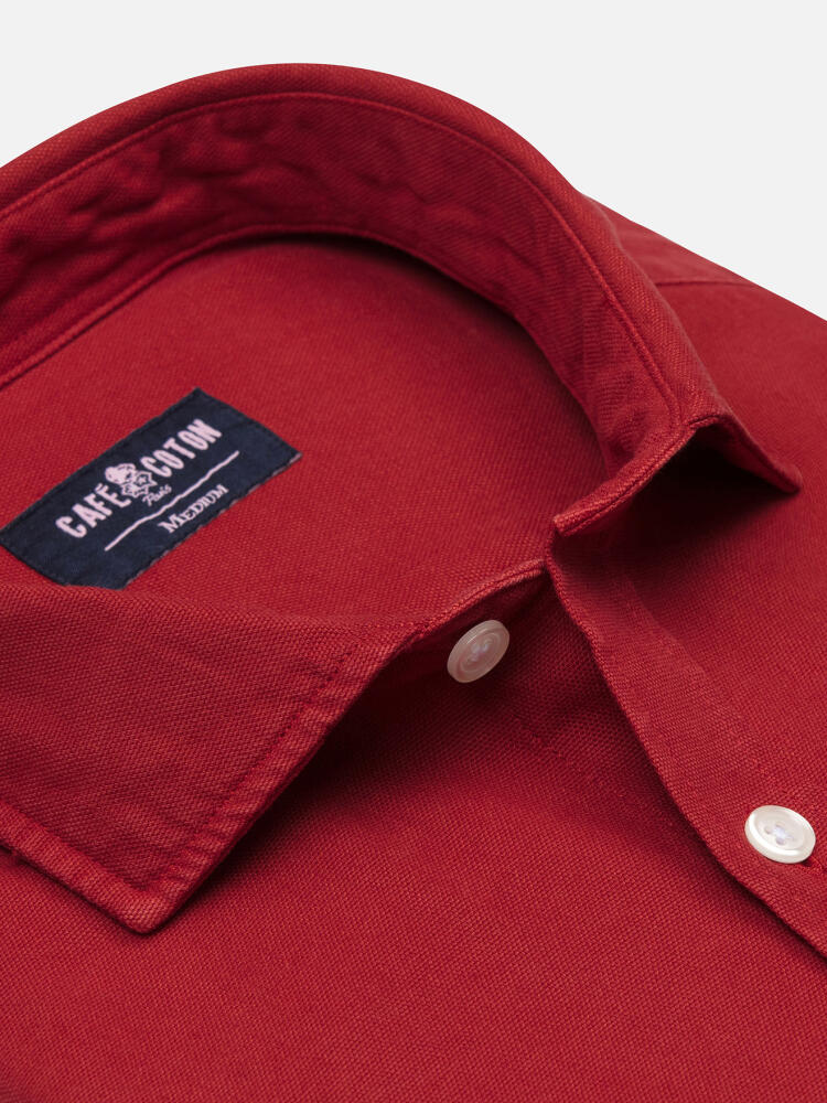 Chemise cintrée Theo en oxford lavé rouge