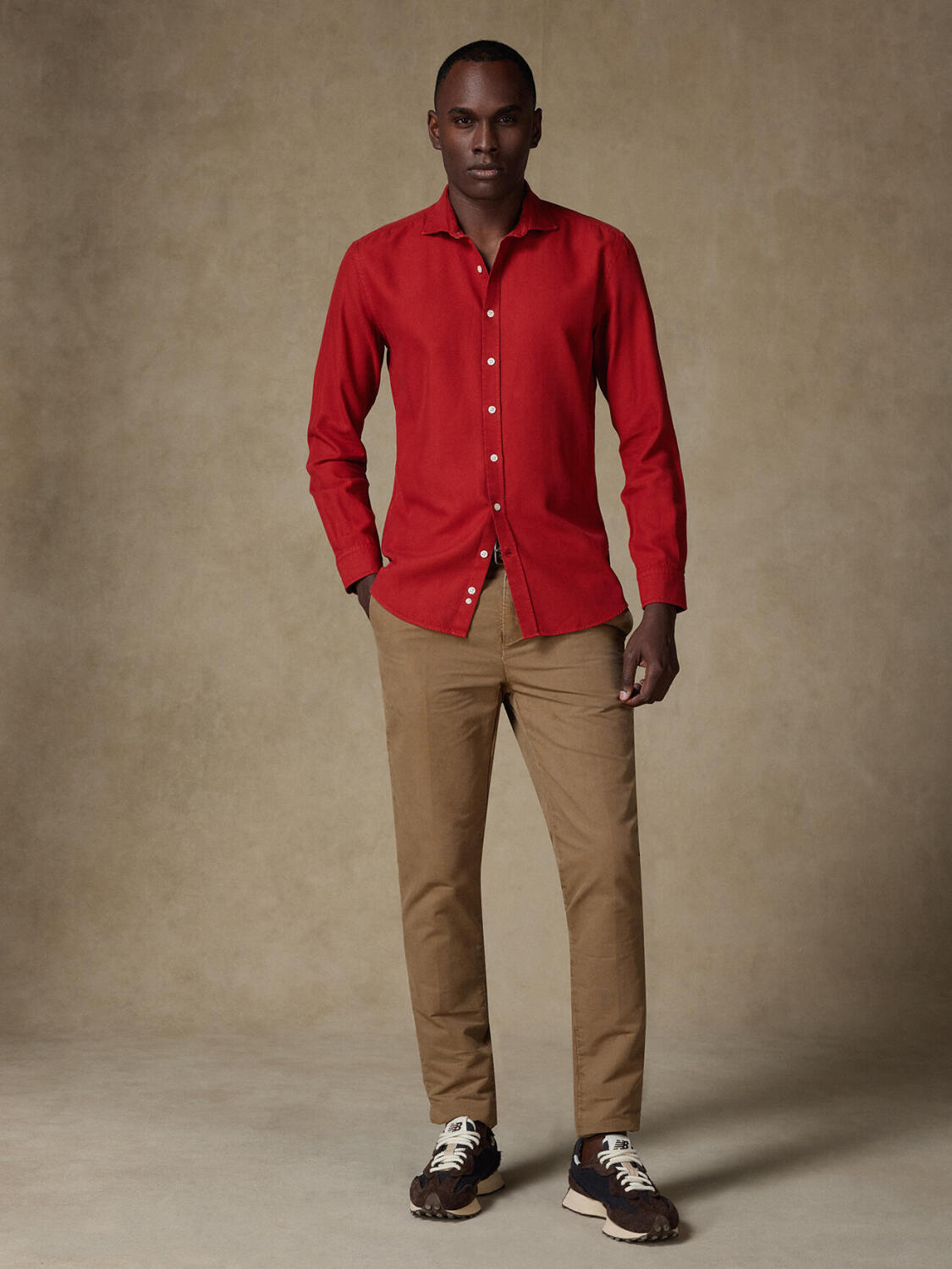 Camicia slim fit Oxford lavata Theo red