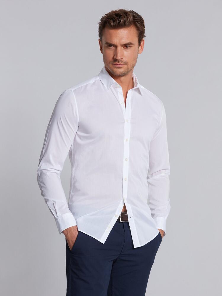 Chemise cintrée blanche en voile de coton