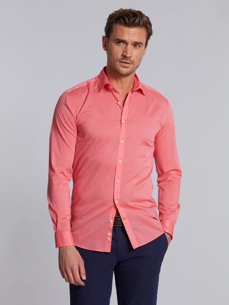 Fuchsia cotton voile slim fit shirt