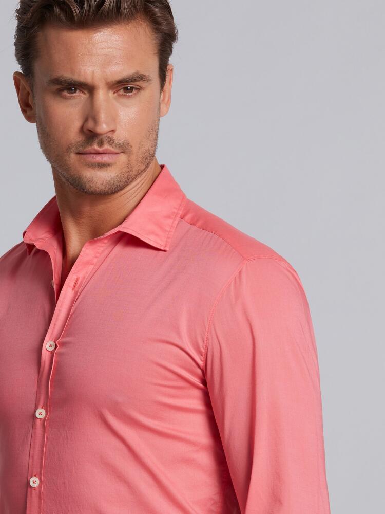 Fuchsia cotton voile slim fit shirt