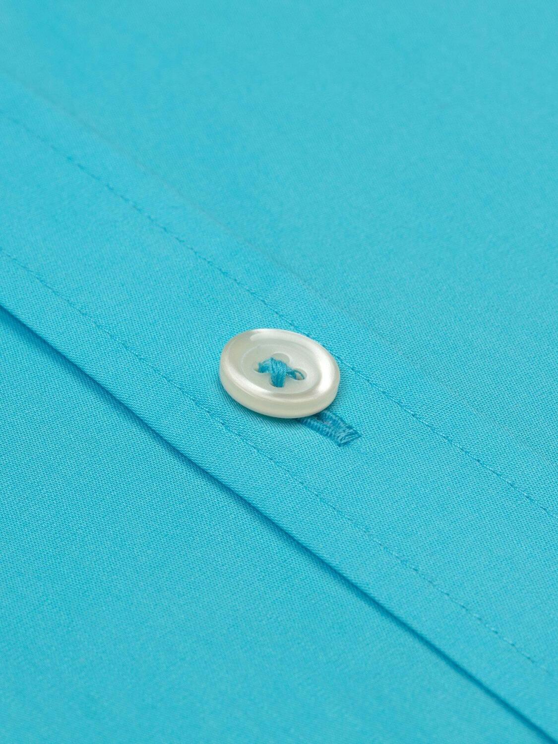 Turquoise cotton voile slim fit shirt