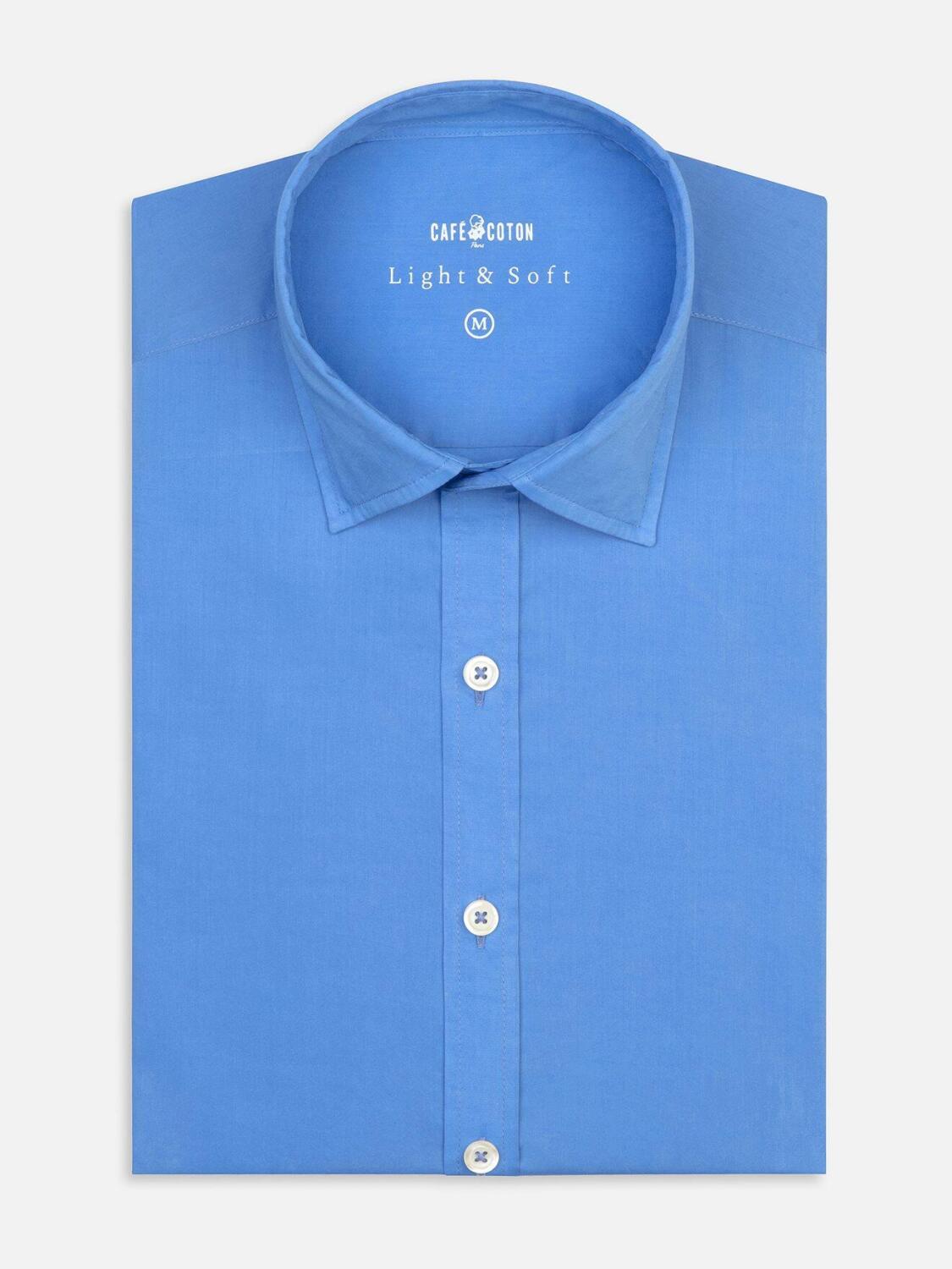 Chemise cintr&eacute;e ciel en voile de coton