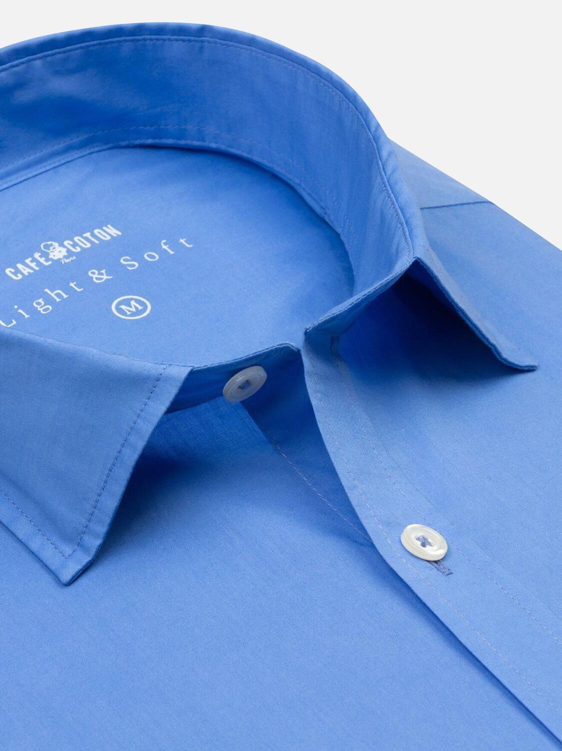 Chemise cintr&eacute;e ciel en voile de coton