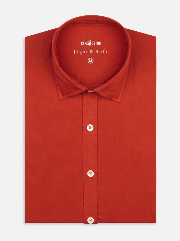 Chemise cintrée orange en voile de coton