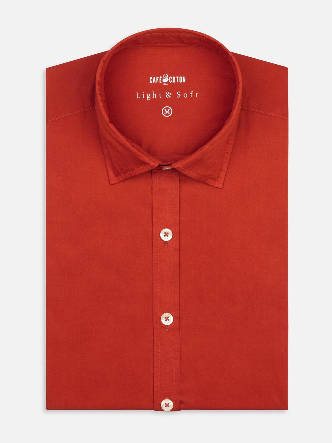 Orange cotton voile slim fit shirt