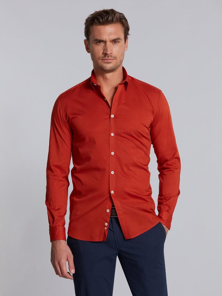 Chemise cintrée orange en voile de coton