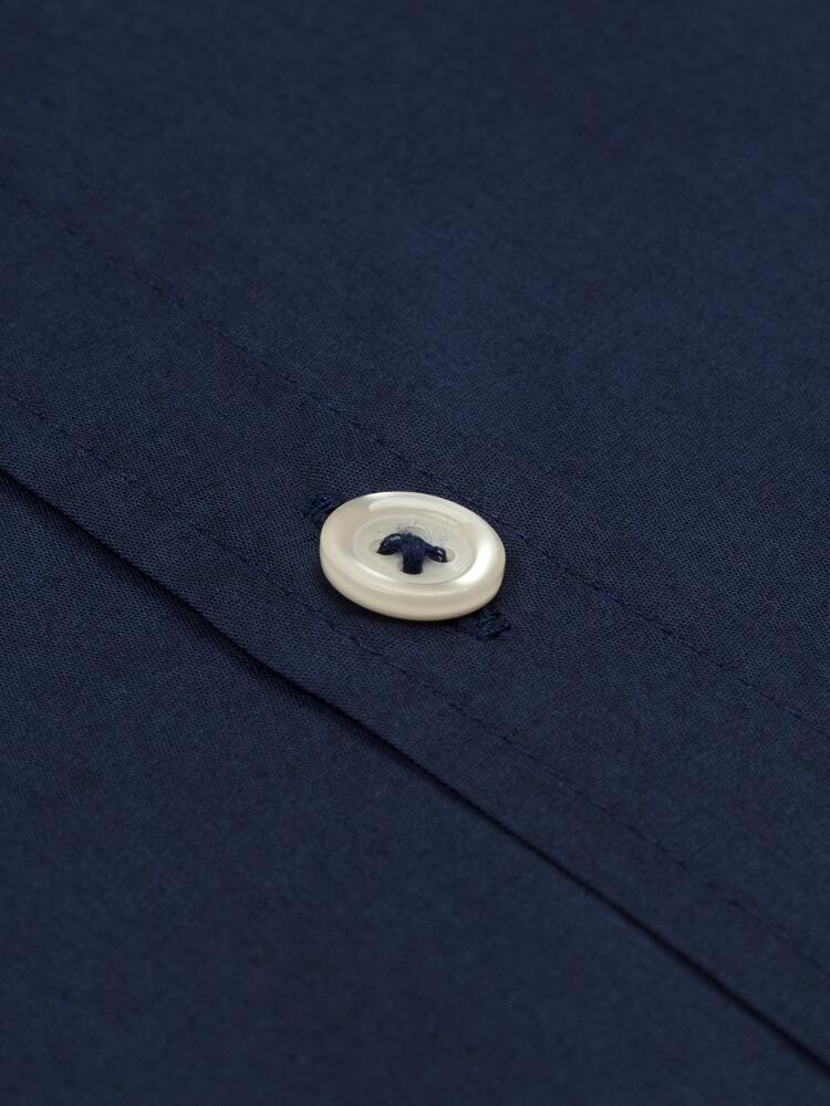 Navy cotton voile slim fit shirt