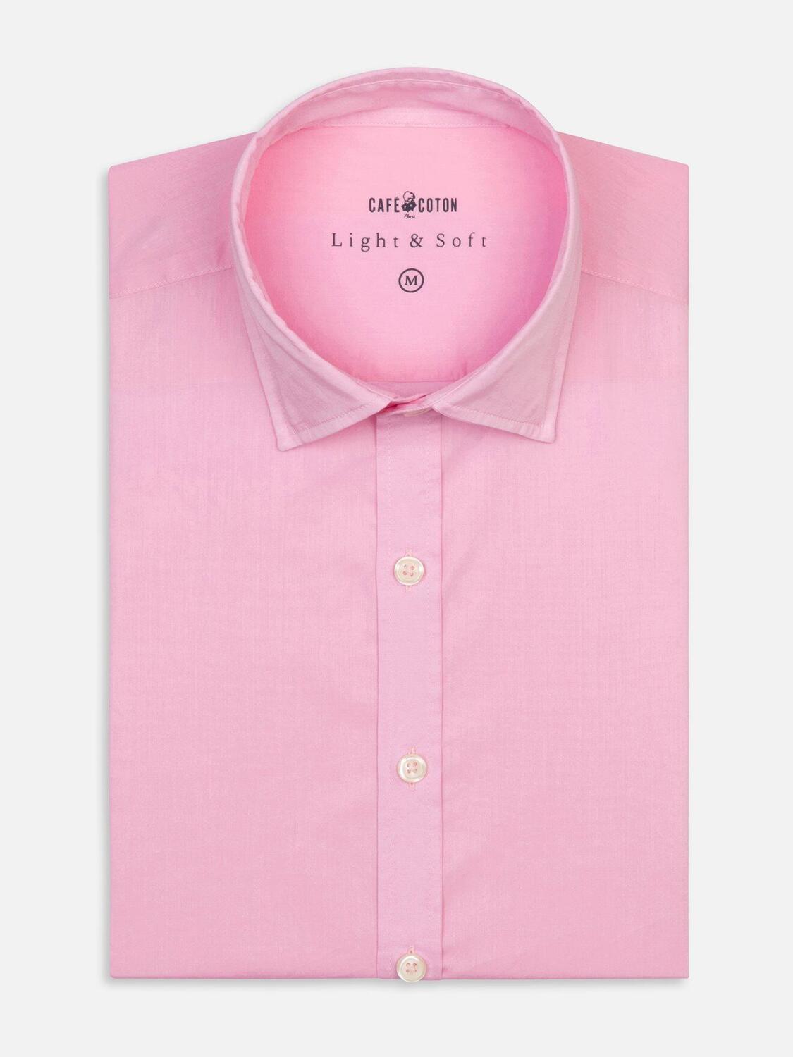 Chemise cintr&eacute;e rose en voile de coton