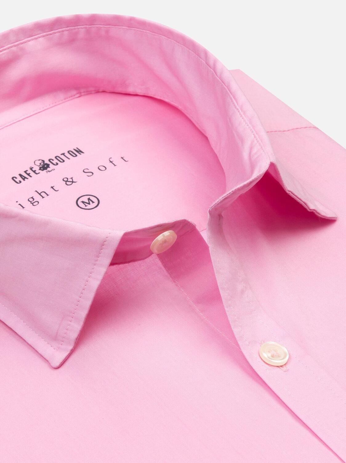 Chemise cintr&eacute;e rose en voile de coton