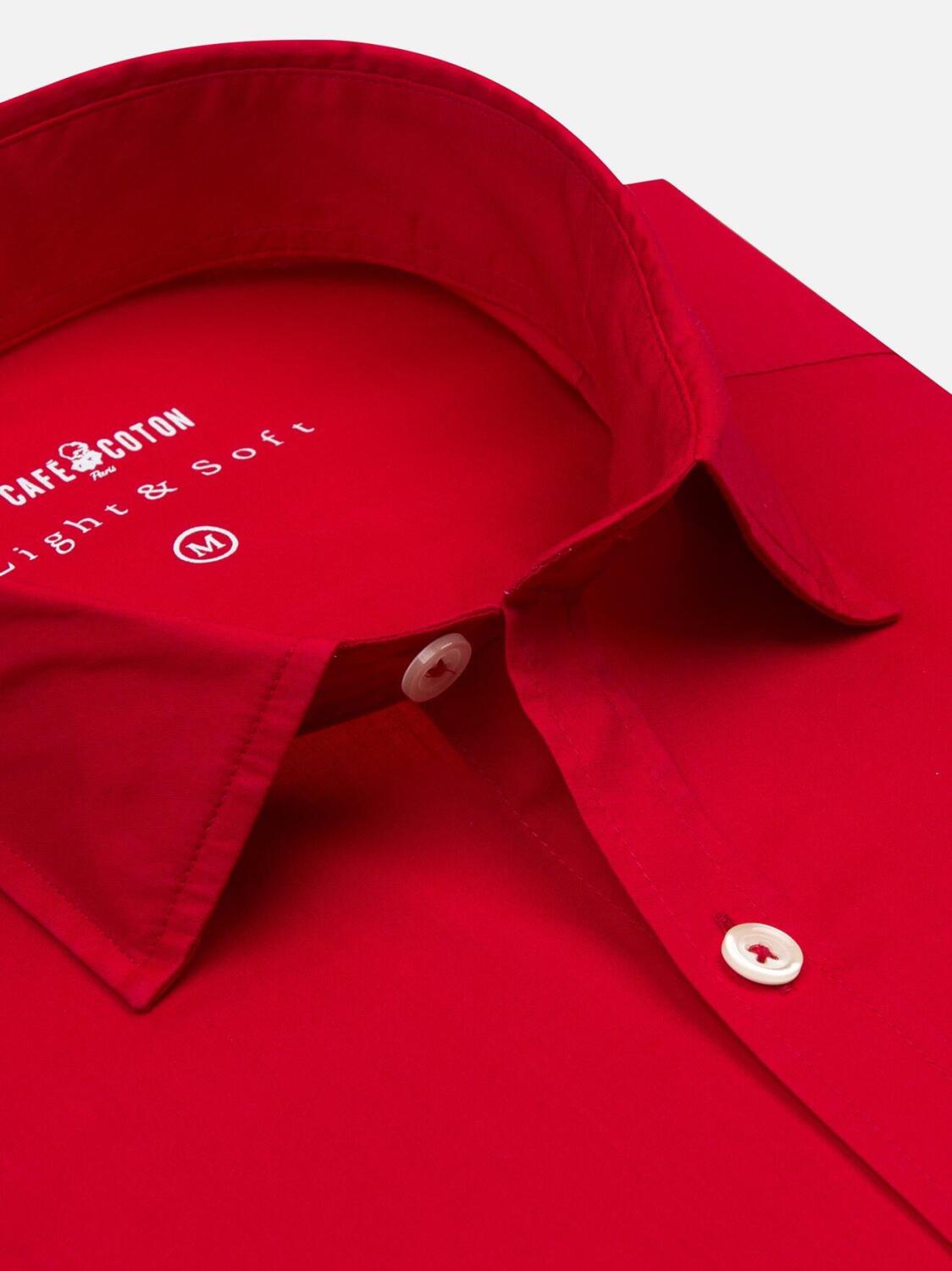 Red cotton voile slim fit shirt