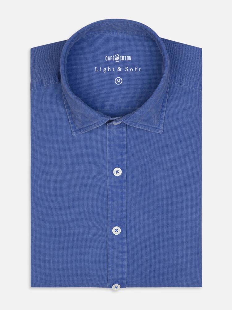 Chemise cobalt en piqué lavé