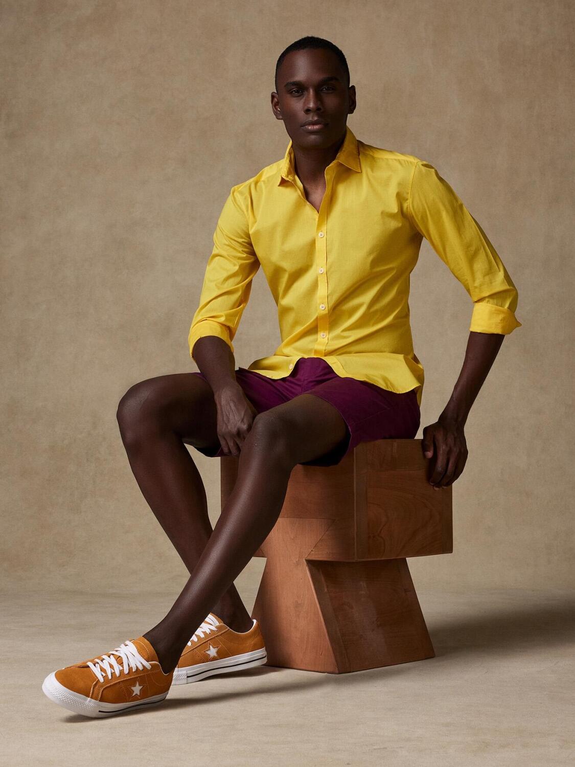 Chemise jaune en voile de coton