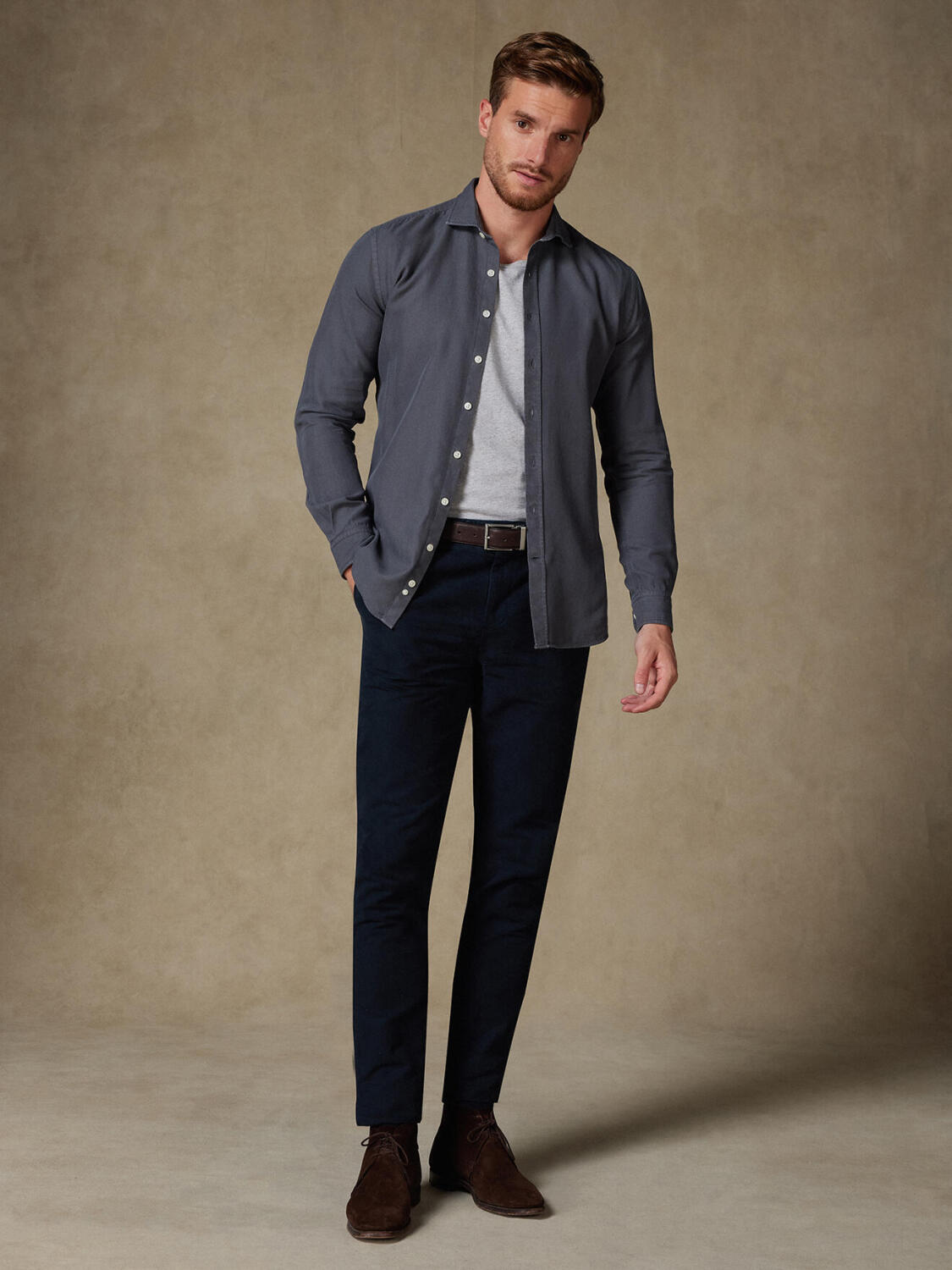 Camicia Oxford lavata Theo carbon